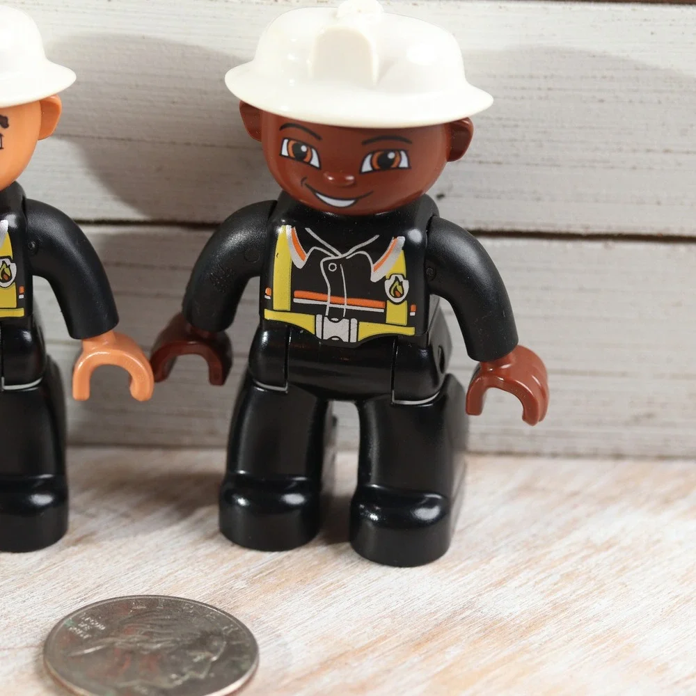 LEGO Duplo Firefighter Figures Lot of 2 Black Uniform First Responder